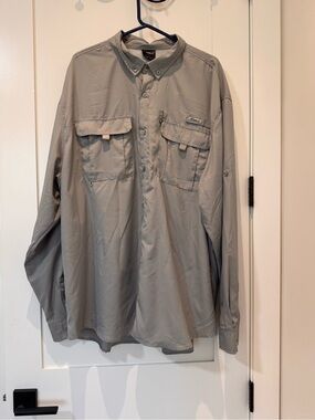 Puddla gray button-up shirt size 4XL, fishing hunting outdoor shirt